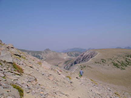 Looking northeast from Second Burroughs. That thin line is the trail.