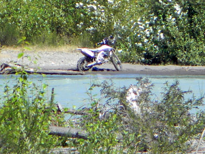 Bike tracks across river.