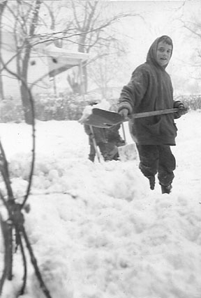 Bob shoveling the driveway.