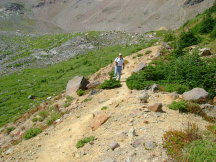 Don returns from the glacier.