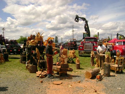 Chainsaw log carving.