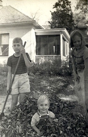 Raking leaves - Fall 1946