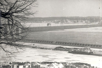 Winter ice at old lock.