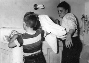 Pete and Bob do the dishes.